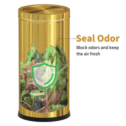 Brushed Gold Kitchen Trash Can with Swing Lid 7.8Gallon,Stainess Steel Commercial Garbage Can Wastebaskets for Shopping mall,Hotel Lobby,Airport, Elevator Entrance Using(Gold, 7.8 Gallon)