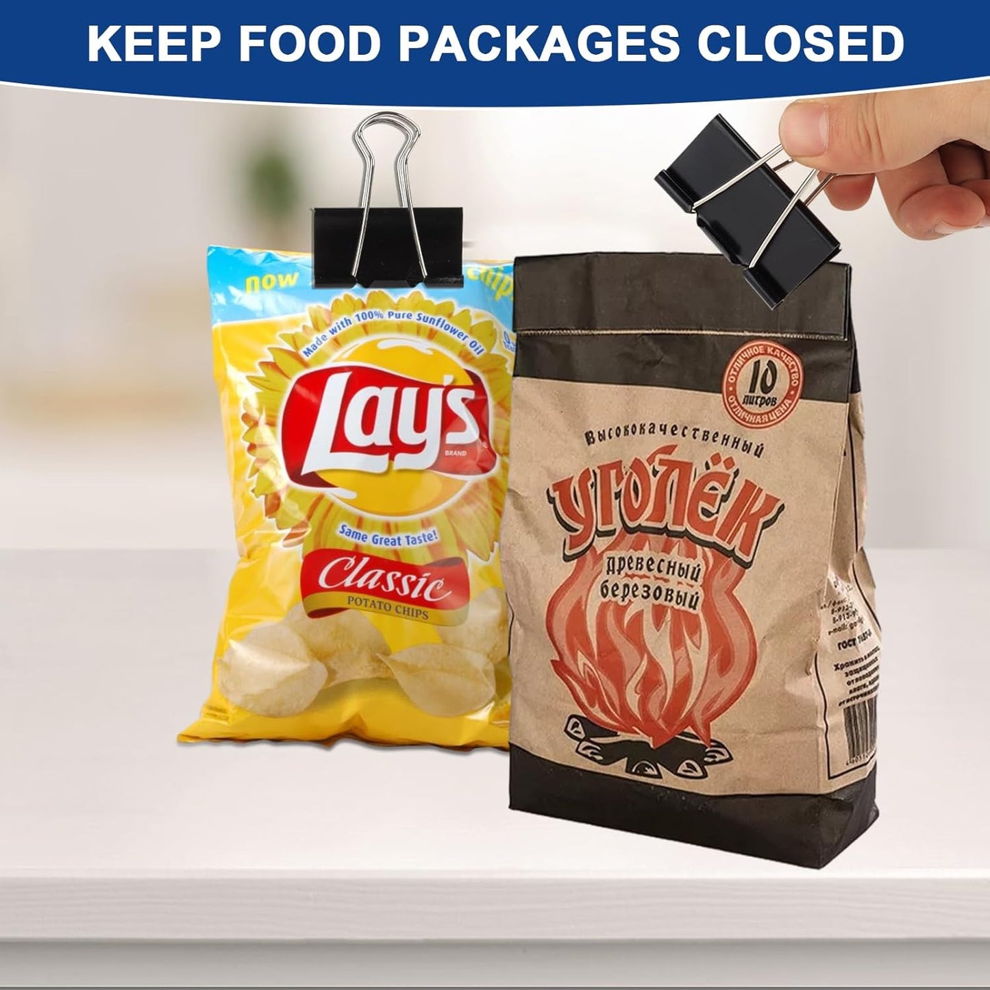 Ufmarine Large Binder Clips, 1.6 Inch Length, (24 Pcs) Big Binder Clips Paper Clamps for Office