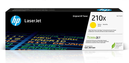 HP 210X Yellow High-Yield Toner Cartridge | Works Color Laserjet Pro 4201, Color Laserjet Pro MFP 4301 Series | W2102X