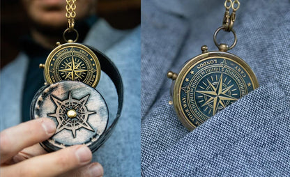 Handmade Antique Vintage Brass Compass | Exquisite Nautical Compass | Home Decor | Pocket Compass Gift for Every Occasion | Super7One