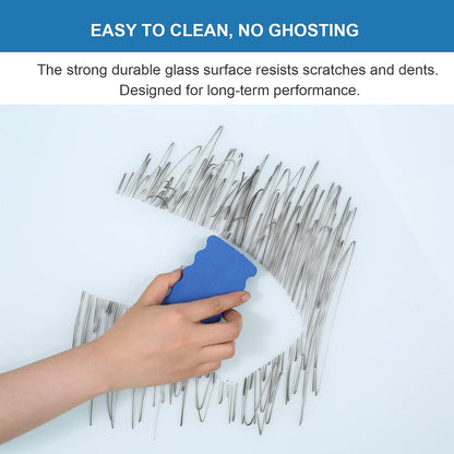 Glass Dry Erase Board - Large Magnetic Whiteboard with Frameless Mounting, Premium Tempered Glass Surface & Accessory Tray - Perfect for Office, Classroom, or Home (48" x 36")