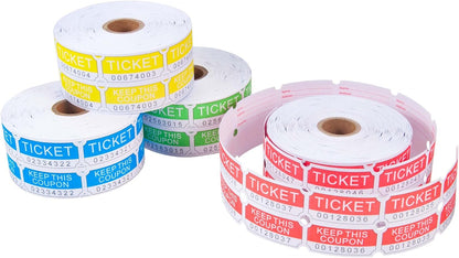 ESSENTIAL 4000 Assorted Double Raffle Tickets Set of 4 Assorted Color Printable for Leisure, Movie Watching, Entertainment