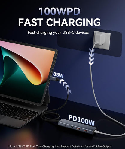 Aceele USB C Hub 10Gbps, USB 3.2 Gen 2 HUB with 2 USB-C 3.2 and 2 USB-A 3.2 Port, 100W PD Charging, 3.3FT Cable Type C Splitter for MacBook Pro/Air, iPad Pro and More(Not Support Extend Monitor)