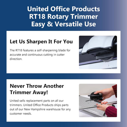 United Office Products RT18 Commercial Rotary Paper Trimmer, Sturdy Metal Base, 18" Cut Length, 15 Sheet Capacity, Paper Cutter for Offices, Schools and Crafts