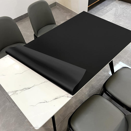 Leather Table Cover,1.8mm Thick,35.4x70.9 Inch Table Protector,Table Protector for Dining Room Table,Dining Table Cover,Table Cover Protector,Coffee Table Protector(Black+Black,35.4x70.9)