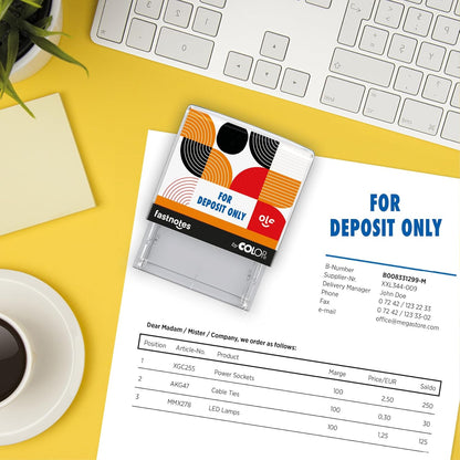 Fastnotes for Deposit ONLY Self-Inking Rubber Stamp by COLOP- Great for Office Documents, Notary, Warehouse, Accounting, Business, and Legal Documentation - Blue Ink (for Deposit ONLY- Blue)