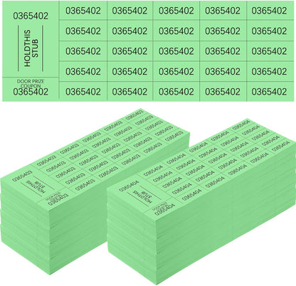 Kosiz 1000 Sheets 25 Bid Raffle Ticket Sheets Chinese Auction Tickets Numbers for Basket Events and Silent Auctions (Green)