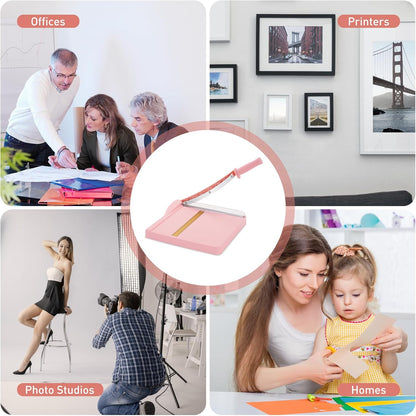 Paper Cutter, Paper Slicer with Safety Guard and Blade Lock, 12" Cut Length Guillotine Paper Cutter with 16 Sheet Capacity, Paper Cutters and Trimmers for Cardstock Cardboard (Pink)