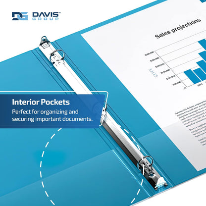 Easyview Premium 3-Ring Binders with Clear-View Covers and Round Rings, Binders for School or Office, 3 Inch, Pack of 6, Turquoise Blue