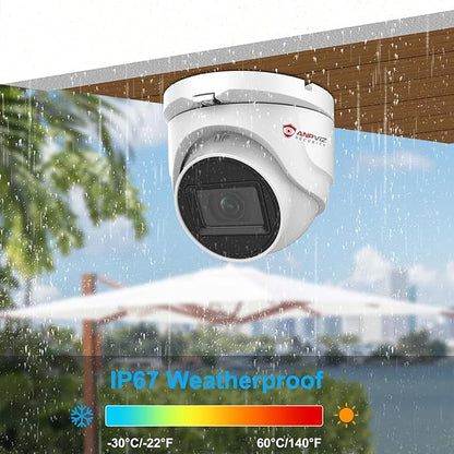 Anpviz 5MP Analog CCTV Camera HD 4-in-1 (TVI/AHD/CVI/CVBS) Security Turret TVI Camera, Dome Surveillance Camera with 2.8mm Lens, 100ft IR Night Vision, Metal Housing IP67 Waterproof for Outdoor/Indoor