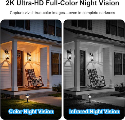 HOSAFE.COM Cameras for Home Security Outdoor, WiFi Outdoor Camera Wireless, Solar Security Cameras Wireless Outdoor, 360 PTZ, PIR Sensor, 2K HD Color Night Vision, 2-Way Talk, IP66 Waterproof