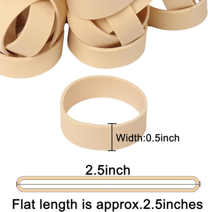AMUU Rubber Bands Size #82, 60pcs Tactical Rubber Bands Beige Wide Elastic Bands for Office Supply Survival Camping Biking Fishing (2 1/2" x 1/2")