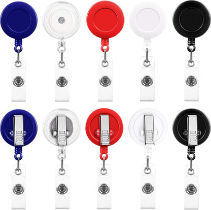 50 Pieces Retractable Badge Holder Reels with Swivel Alligator Clip, ID Card Holder Name Badge Reel Clips for Students Teachers Office Workers (Mixed Color)
