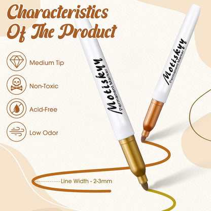 48 Pcs Metallic Permanent Markers Bulk Metallic Marker Pens Medium Tip Quick Dry Paint Pen for Classroom DIY Crafts Artist Illustration Gift Card Making (Gold and Silver)