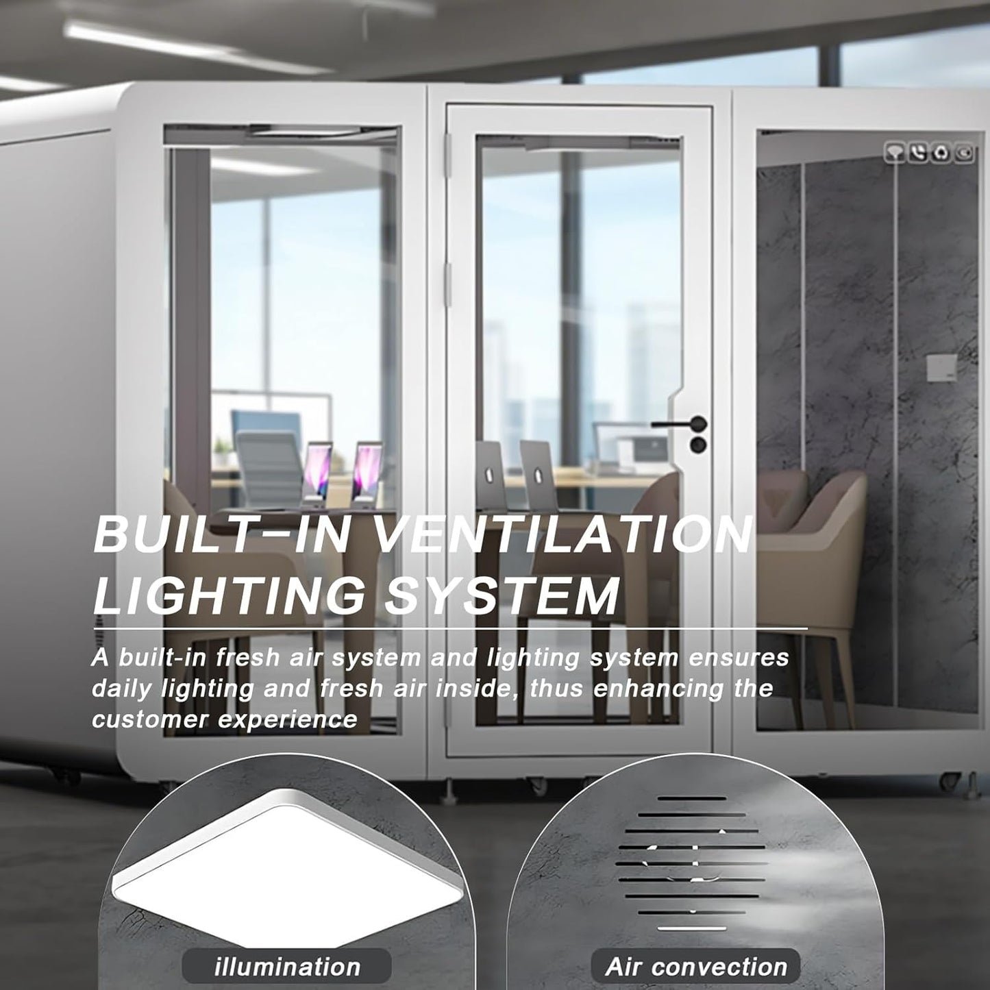 Office Sound Booth with Audio Privacy - Large Soundproof Room with Pulleys and Feet,Soundproof Room with Light,Ventilation,Socket for Meetings,Report Presentations (White)