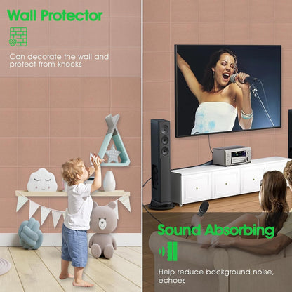 Large Cork Board for Office Wall Decor,48"x36"-12 Pack Felt Wall Tiles with Safe Removable Adhesive Tabs, 1/2" Thick, Felt Bulletin Board Pin Board Cork Boards for Walls - Salmon Pink