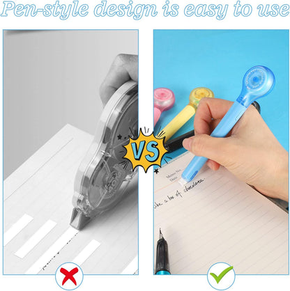BESARME 12 Pieces Correction Tape Pen, Push Pull Protective, Easy to Use Applicator for Instant School Office Supplies, 1/5 X 236 Inch