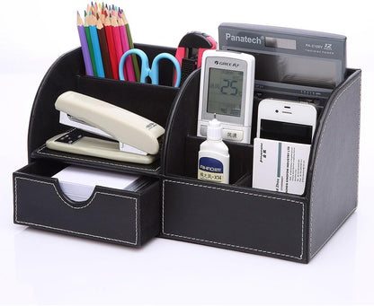 KINGFOM Desk Organizer Set 9 PCS Office Supplies Set File Holder Cabinet, Desk Organizer Drawer,Tissue Box Cover,Organizer Box,Mouse Pad,Desk Pad, Notepaper Holder, Crystal Holder and Coasters Set