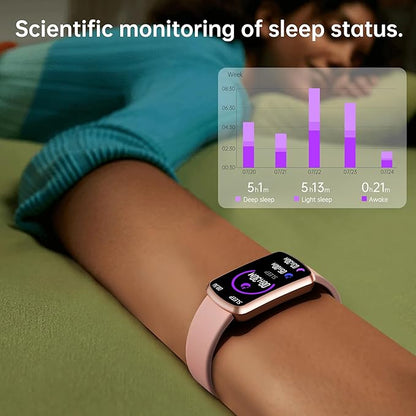 Health Fitness Tracker with 24/7 Heart Rate, Smart Watch with Blood Pressure and Blood Oxygen Monitor, Bulit-in 120+ Sport Mode, Sleep Tracking Waterproof Activity Tracker for Women Men (Pink)