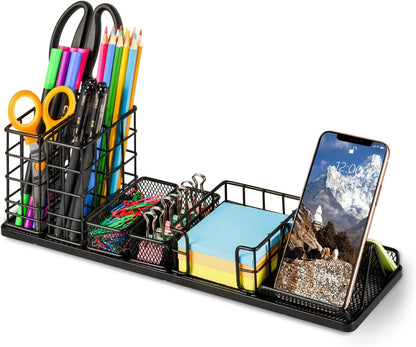 Pen Holder for Desk, Rotating Pencil Holder, Cup Holder for Desk Office, Pen Organizer in Black (Jet Black)