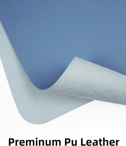 AFIING Leather Desk Pad Protector,Mouse Pad,Office Desk Mat, Non-Slip PU Leather Desk Blotter,Large Desk mat,Waterproof Keyboard mat for Office/Home/Decor (Grey Blue,55"" x 17"")