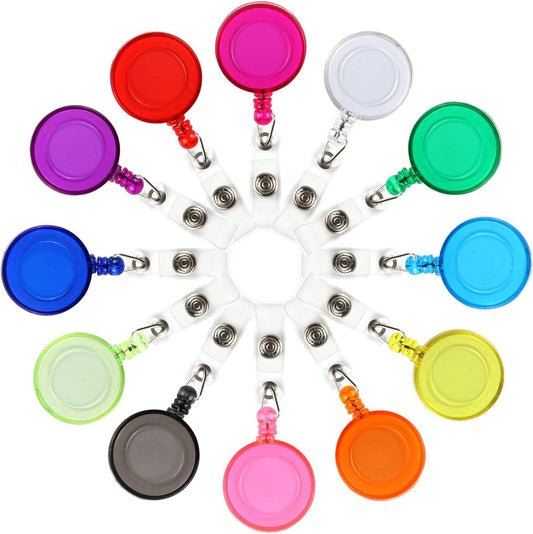 JANYUN 50 Pcs Retractable Badge Reel Clips Holder for Hanging ID Card Name Key Chain (Multi Color)