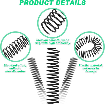 Leinuosen 120 Pack Plastic Spiral Binding Coils Kit Spirals Multi Size Coils for Binding Binder Combs Spines(1/4 5/16 3/8 1/2 5/8 3/4 Inch,Black)