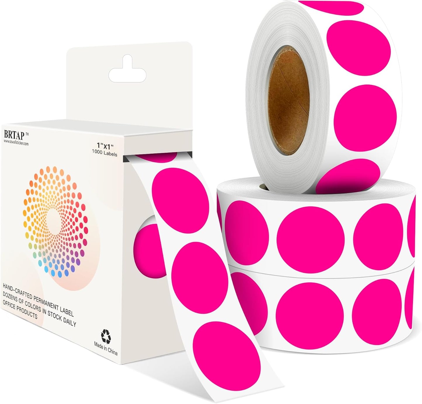 Fluorescent Pink 1 Inch Round Color Coding Labels with 4000 Dots, 4 Rolls - Bright Color Dot Stickers for File Folders, Inventory System - Highly Visible