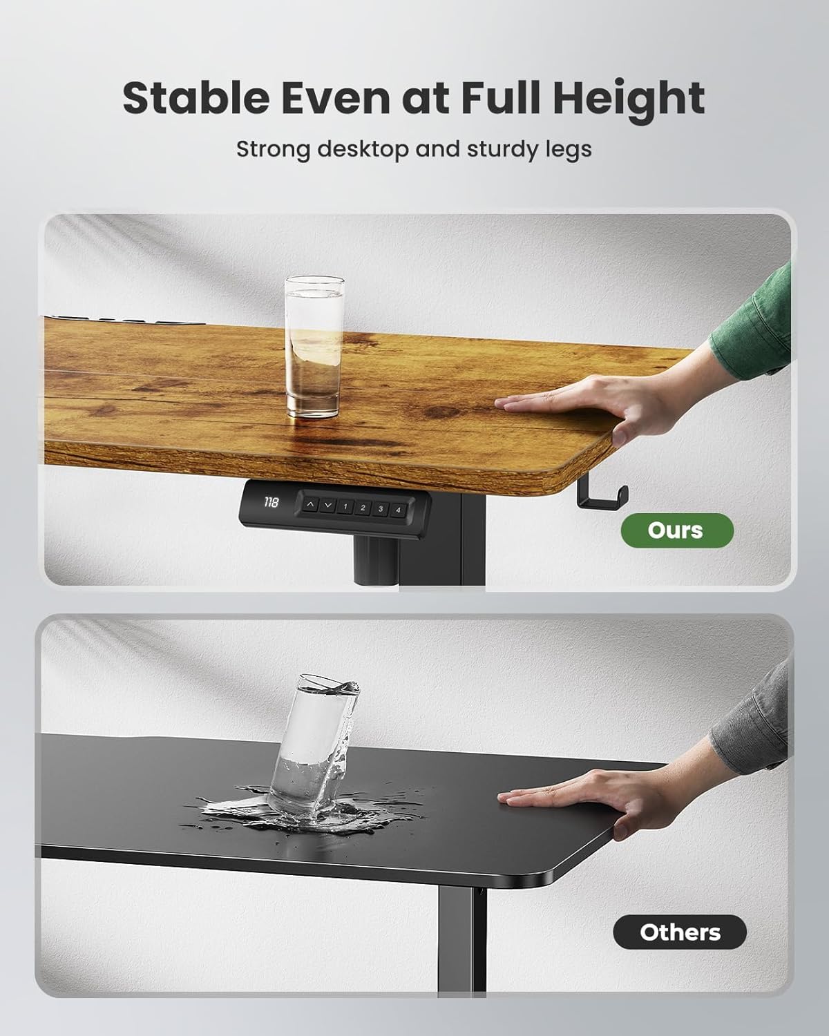 Marsail Standing Desk Adjustable Height Stand up Home Office Desk,‎ 48x24 Inch Electric Standing Computer Desk, with 4 Memory Presets, Headphone Hook,Cable Organizer, Rustic Brown