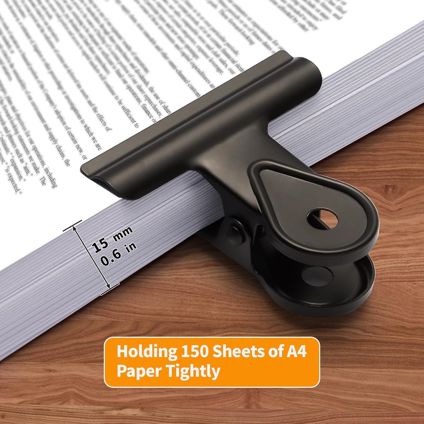 SIAMESE Bulldog Clips, 8 Pcs Binder Clips for Office & Kitchen, Multi-Purpose Binder and Food Bag Clamps for Sealing, Storage, Hanging (Black)