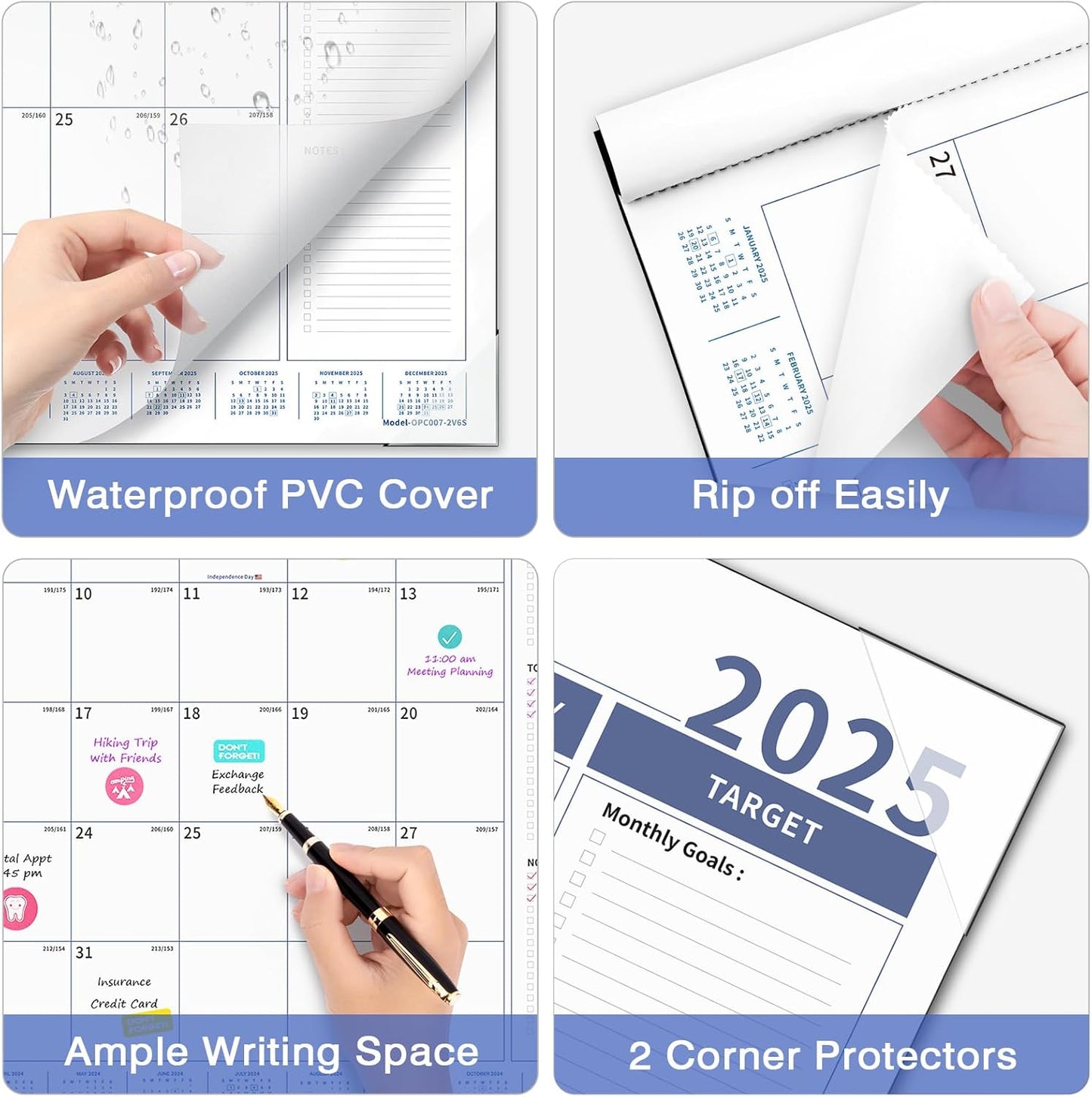 Ospelelf Desk Calendar 2025-2026 Large 22'' x 17'' Calendar 2025 Monthly Desktop Calendar, 18 Month Calendar, Use July 2025 - Dec 2026, Blue