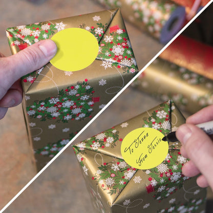 ChromaLabel 2 Inch Round Colored Stickers, High Visibility Permanent Sticky Dots Color Coding Labels, Easy to Write On Dot Stickers - 500 Sticker Dots per Roll, Fluorescent Yellow - Case of 5