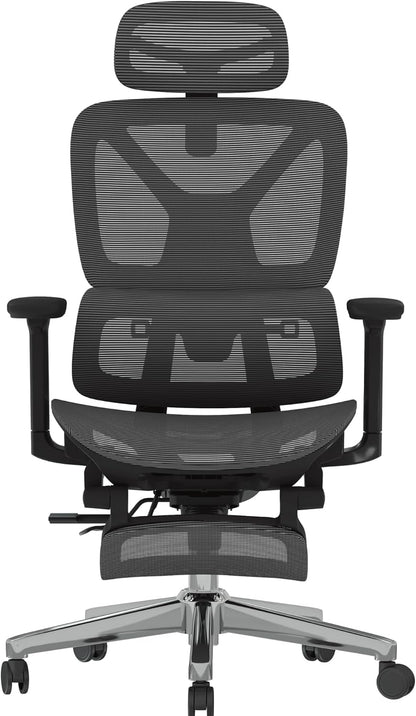 FLEXISPOT ErgoX Premium Ergonomic Office Chair with Footrest- Adjustable 3D Armrests, Dynamic Lumbar Support, Recline & Tilt Function, Mesh Seat, for Home & Office Use,Dark Grey