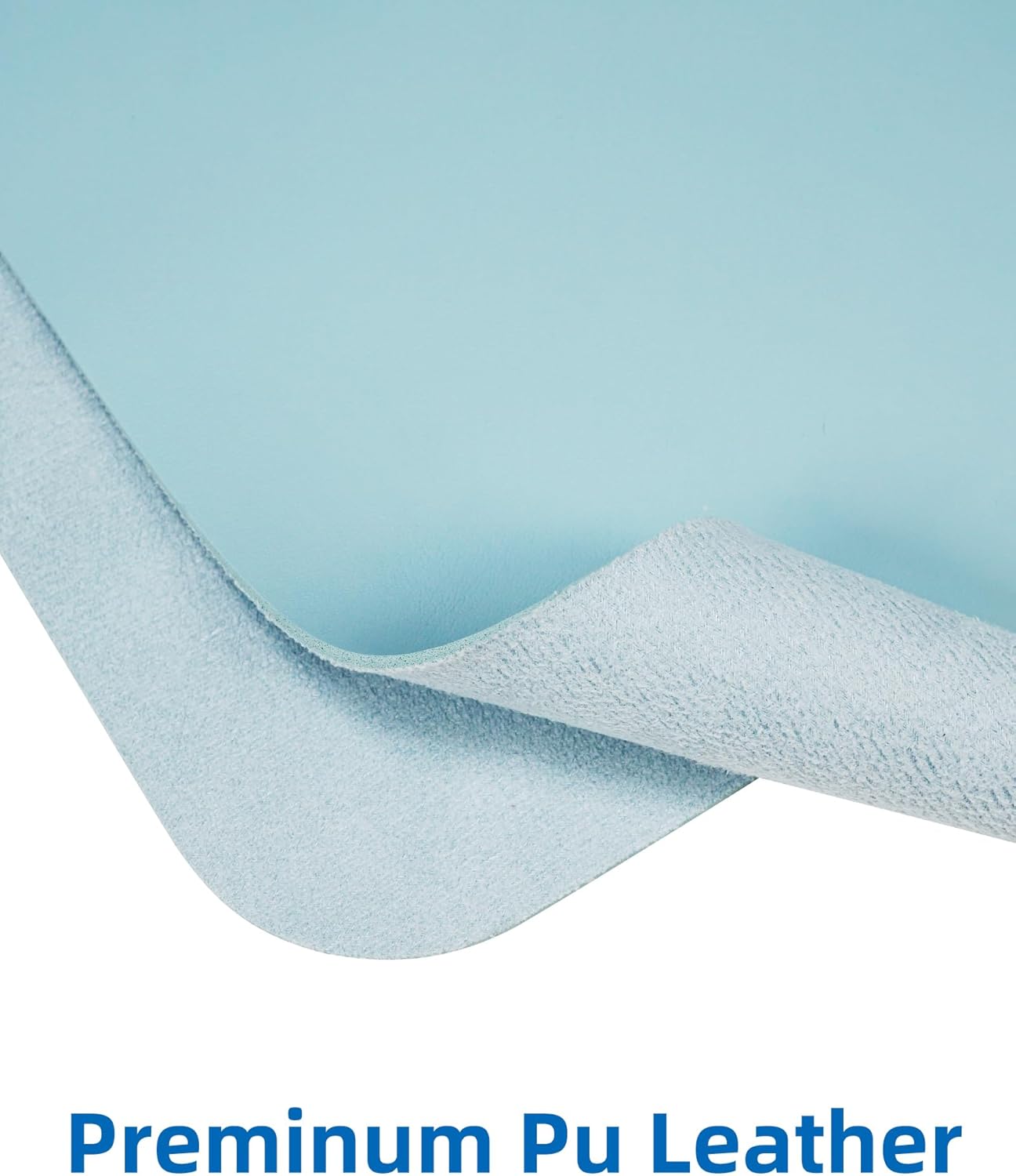 AFIING Leather Desk Pad Protector,Mouse Pad,Office Desk Mat, Non-Slip PU Leather Desk Blotter,Large Desk mat,Waterproof Keyboard mat for Office/Home/Decor (Light Blue,48"" x 17"")