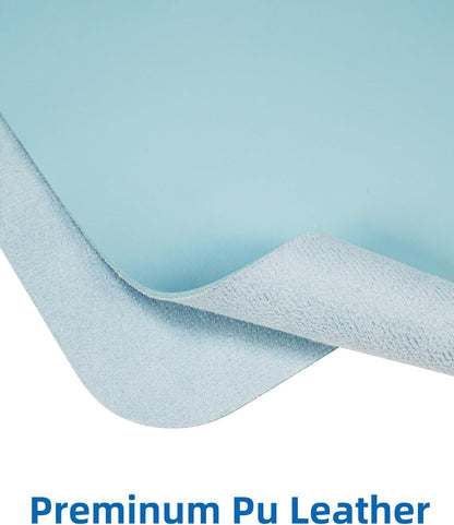 AFIING Leather Desk Pad Protector,Mouse Pad,Office Desk Mat, Non-Slip PU Leather Desk Blotter,Large Desk mat,Waterproof Keyboard mat for Office/Home/Decor (Light Blue,48"" x 17"")