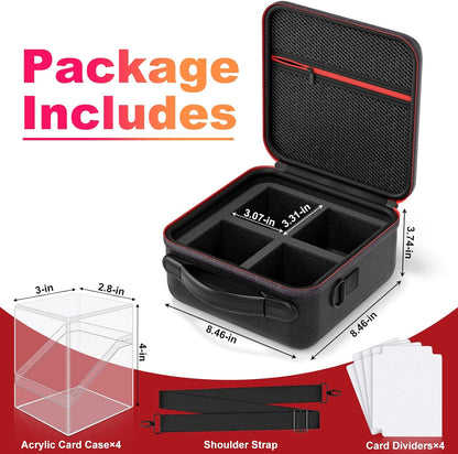 Card Deck Box with Portable Case, 4 Pack Clear Commander Deck Box with 4 Dividers, Holds 400+ Double Sleeved Cards, Fit for MTG, YuGiOh, TCG