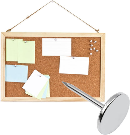 100Pcs Flat Head Upholstery Tacks Home Furniture Decor Tack Upholstery Nails Flat Push Pins Flat Thumb Tacks Silver (19mmx22mm)