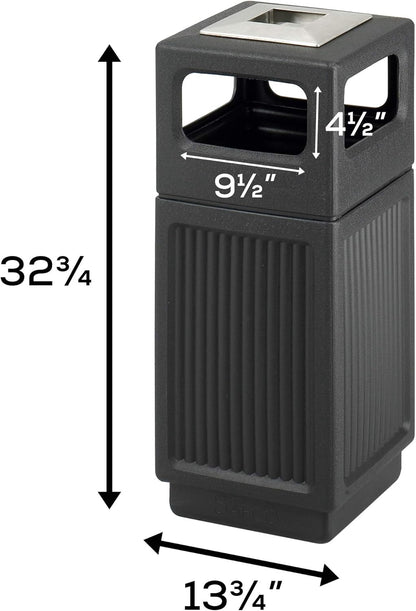 Safco Canmeleon Trash Can, Indoor and Outdoor Use, Durable & Weather-Resistant Commercial Garbage Can with Ashtray, Black