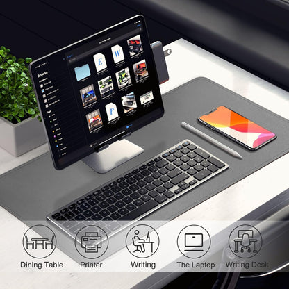 Leather Desk Pad Protector, 47.2'' x 23.6'', Suede Base Sewing Desk Blotter, Non-Slip Office Mat, Waterproof Writing Pad for Office and Home - Dark Gray