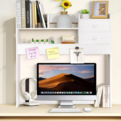 YGYQZ Wood Desk Shelf Organizer, Desk Hutch Top Only, Book Shelf for Comuputer Display Rack Storage Stand for Office, Home, Dorm