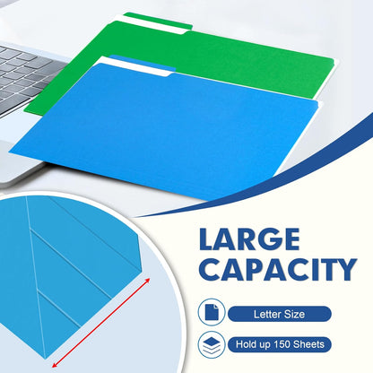 File Folder, PANDRI 120 Pack Colored File Folder, 1/3 Cut Tab, Letter Size, Assorted 6 Colors Filing Folder for Office School Business