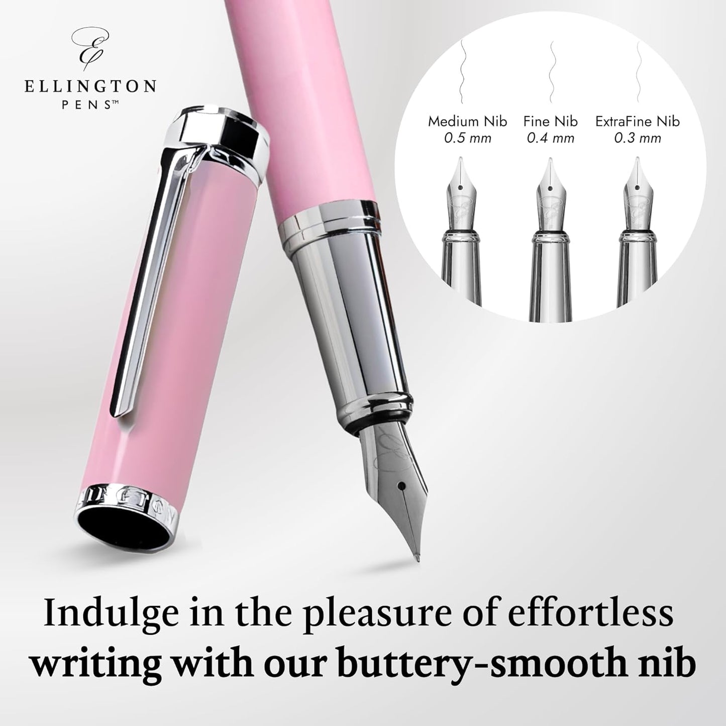 Luxury Fountain Pen Set- Fountain Pens for Writing - Smooth Fine Nib - Includes Refillable Ink Converter, 3 Ink Cartridges [Black & Blue], Gift Box - Elegant Calligraphy