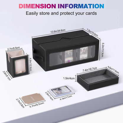 Commander Deck Box for MTG, 6-Deck Modular Card Case with Dice Tray Hold 600+ Double-sleeved Cards, Removable Trading Cards Storage Box with 35PT Magnetic Card Holders for TCG, Multicolour