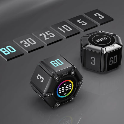 Jack Pomodoro Timer - Productivity Cube, Visual Focus Timer, Mute & Vibration & Adjustable Sound Alert, for Office, ADHD, Study, Work, 3/5/10/25/30/60min & Custom Countdown - Black