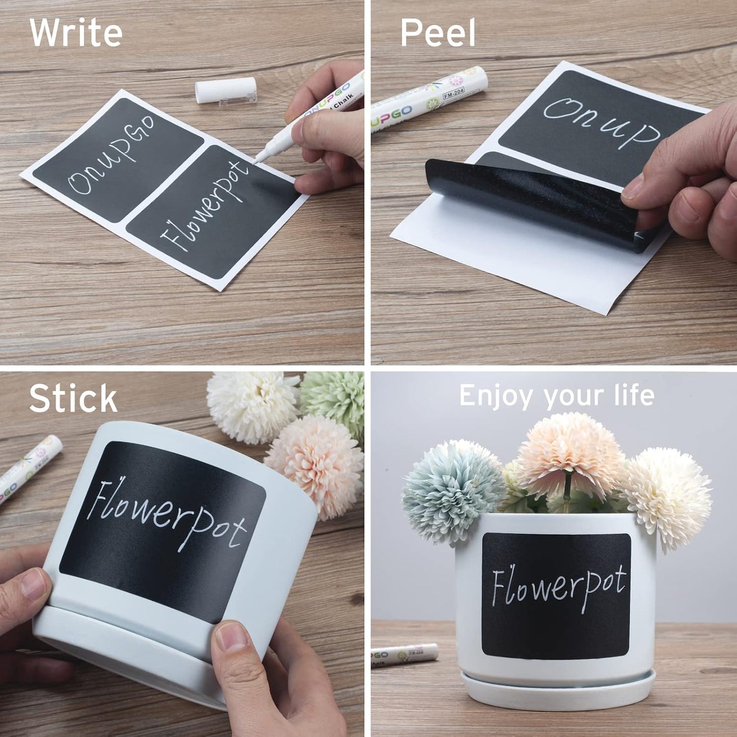 ONUPGO Chalkboard Labels (48 Pack), Reusable Blackboard Stickers, Waterproof Chalkboard Sticker for Jars, Parties Decoration, Craft Rooms, Weddings, Storage, Organize Your Home & Kitchen(4"x3")