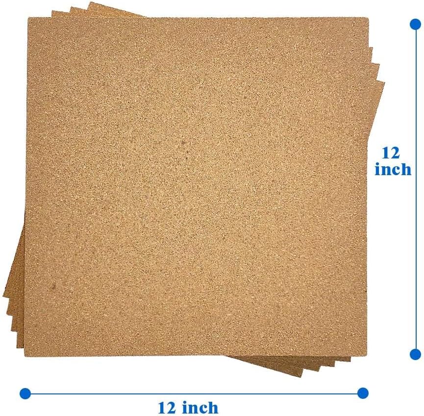 Corksidol Cork Tiles 12"x12" - 1/2" Thick -Bulletin Board-Cork Board- Ultra Strong Self Adhesive Backing for Floor/Wall/DIY-5 Pack