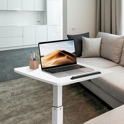 Mobile Standing Desk with 45° Tilting Desktop, Portable Rolling Standing, Height Adjustable Sit Stand Foldable with Wheels, Mobile Desk Workstation for Home Office (White, Large)