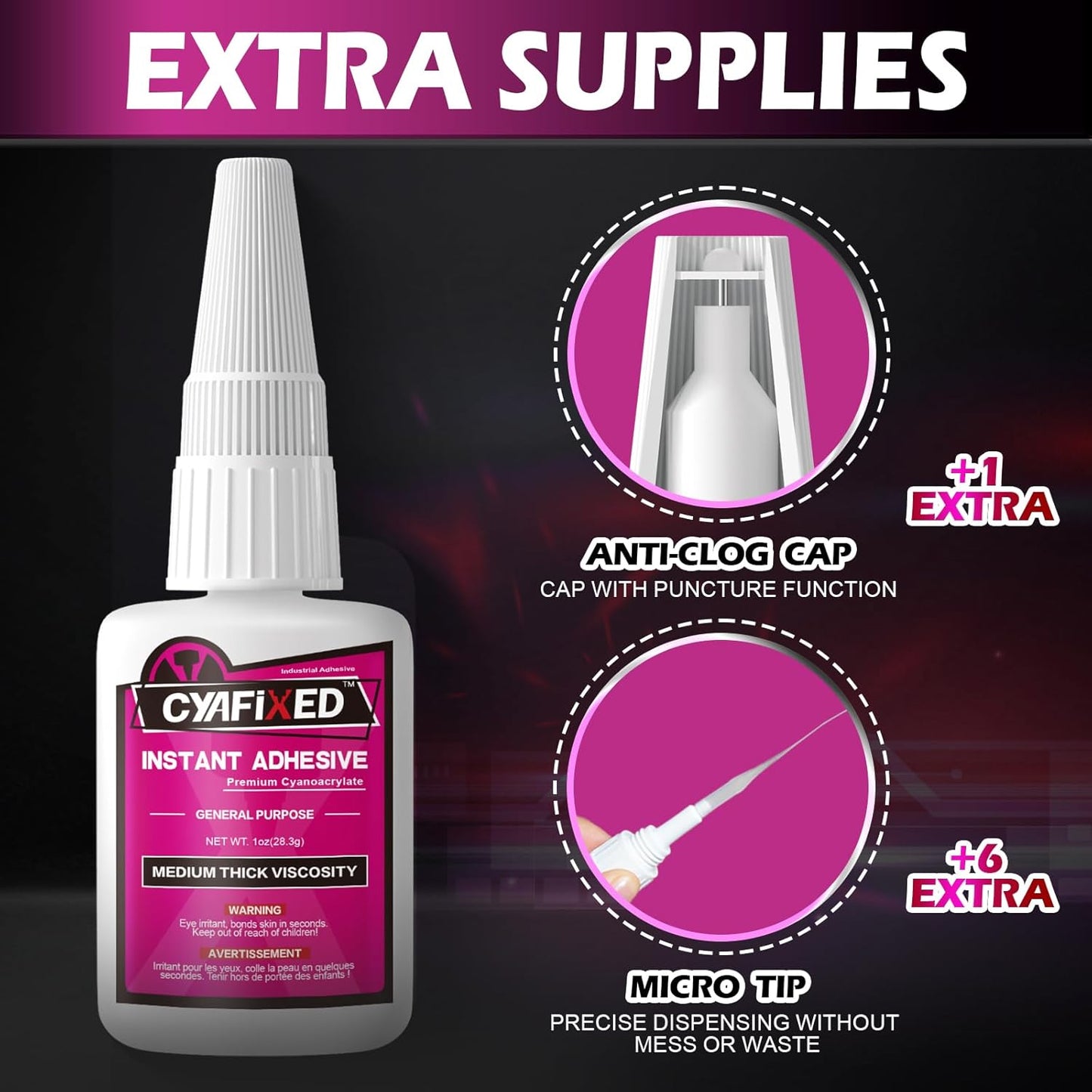 Super Glue Liquid, Instant Clear Cyanoacrylate Medium Thick Viscosity Adhesive, Food Safe CA Glue For Shoe Repair Leather Ceramic Plastic Glass Metal Wood Aquarium Porcelain Rubber Pottery Model Craft