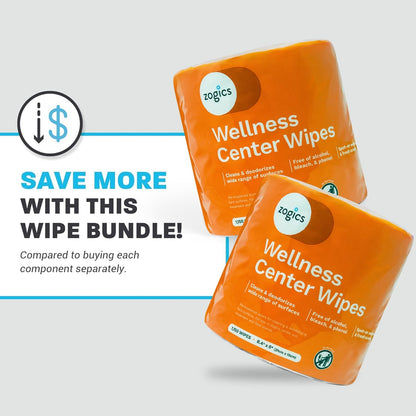 Zogics Wellness Center Cleaning Wipes – Gym Wipes for Cleaning Surfaces and Equipment, Durable and Safe Pre-Saturated Wet Wipes (2,300 Count, 2 Rolls of 1,150 Wipes)