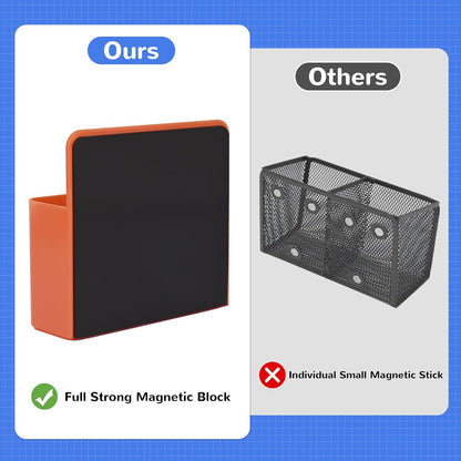 Magnetic Dry Erase Marker Holder, Magnetic Pen Marker Holder for Whiteboard, Fridge, Locker Accessories, School, Office, Home, Magnet Pen Cup,1 Pack, Orange